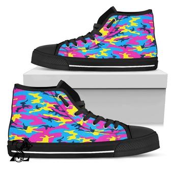 Neon Camouflage Print Women'S High Top Shoes - Monsterry AU