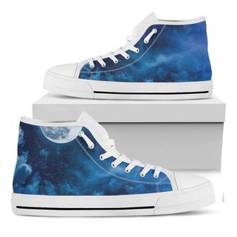 Night Sky And Moonlight Print White High Top Shoes - Monsterry DE