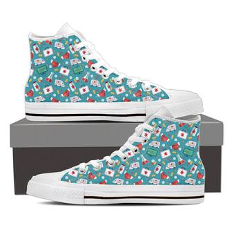 Nurse Pattern High Top Shoes Sneakers - Monsterry CA