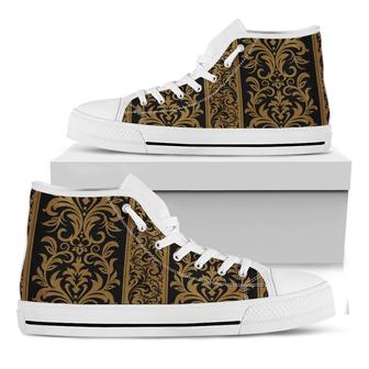 Ornamental Western Damask Print White High Top Shoes - Monsterry DE