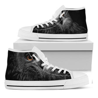 Owl Portrait Print White High Top Shoes - Monsterry UK
