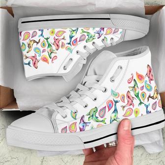 Paisley Whales High Top Shoes - Monsterry UK