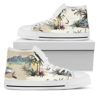 Palm Tree Beach Print Women High Top Shoes - Monsterry CA