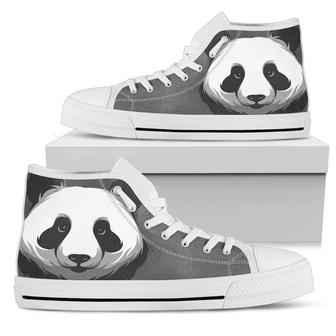 Panda Grey Canvas High Top Shoes - Monsterry