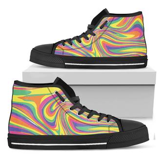 Pastel Rave Print Black High Top Shoes - Monsterry UK