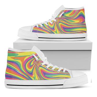 Pastel Rave Print White High Top Shoes - Monsterry UK