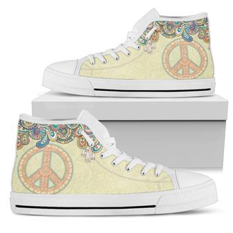 Peace Mandala Handcrafted White Sole High Top Shoes - Monsterry DE