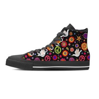 Peace Sign Hippie Women's High Top Shoes - Monsterry