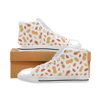 peanuts pattern Men's High Top Shoes White | Favorety