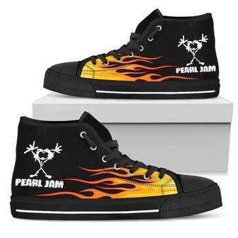 Pearl Jam High Top Shoes Flame Sneakers For Music Fan High Top Shoes | Favorety