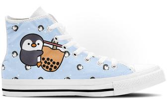 Penguin Doodle High Tops Canvas Shoes - Monsterry
