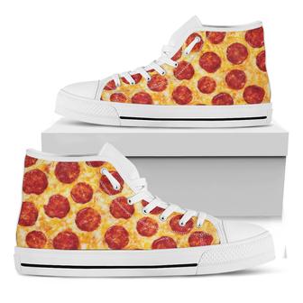 Pepperoni Pizza Print White High Top Shoes - Monsterry CA
