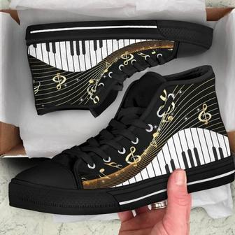 Piano Keys and Music Notes High Top Shoes - Monsterry