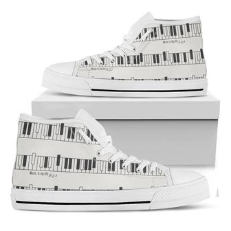 Piano Pattern Print White High Top Shoes - Monsterry