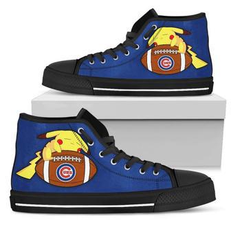 Pikachu Laying On Ball Chicago Cubs High Top Shoes | Favorety DE