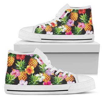 Pineapple Hibiscus Men High Top Shoes - Monsterry AU