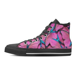 Pink And Blue Butterfly Print Women's High Top Shoes - Monsterry