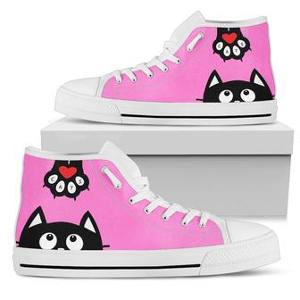 Pink Cat Paw Women's High Top Shoes - Monsterry DE
