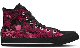 Pink Foliage High Top Canvas Shoes - Monsterry AU