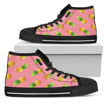 Pink Pineapple Pattern Print Men's High Top Shoes - Monsterry AU