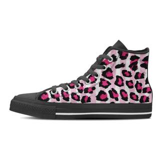 Pink Striped Leopard Men's High Top Shoes - Monsterry CA