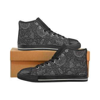 Pizza pattern Men's High Top Shoes Black - Monsterry CA