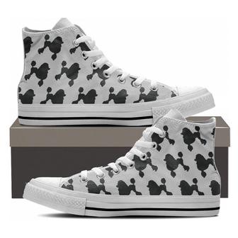 Poodle Black White Canvas High Top Shoes - Monsterry UK