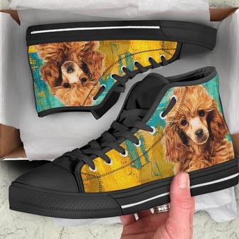 Poodle Dog Sneakers Colorful High Top Shoes - Monsterry