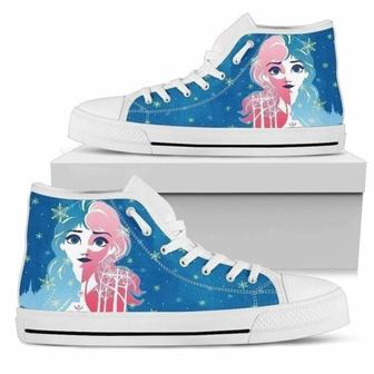 Princess Elsa Sneakers High Top Gift For Women High Top Shoes - Monsterry UK