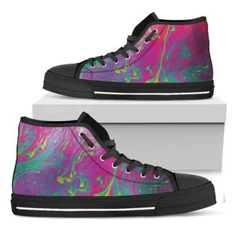 Psychedelic Formed Print Black High Top Shoes - Monsterry
