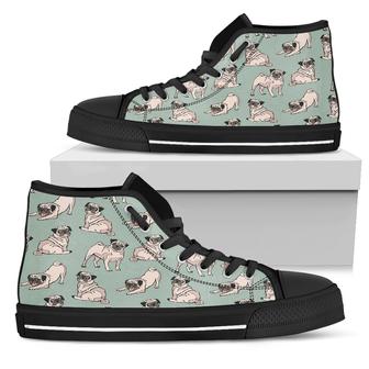 Pug Dog Pattern Women's High Top Shoes - Monsterry AU
