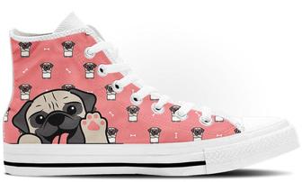 Pug Doodle High Tops Canvas Shoes - Monsterry