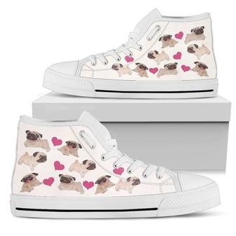 Pugs & Hearts Canvas High Top Shoes - Monsterry