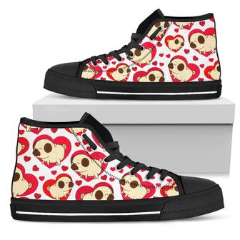 Pugs Hearts High Top Shoes - Monsterry