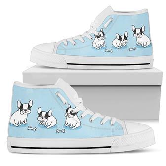 Puppy French Bulldog Sneakers High Top Shoes - Monsterry UK