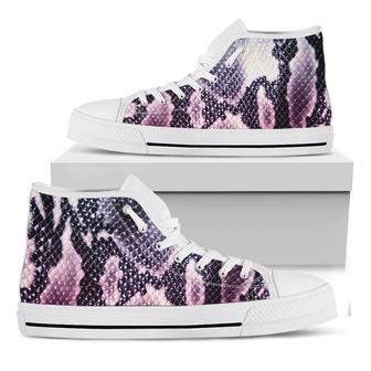 Purple And Blue Snakeskin Print White High Top Shoes - Monsterry AU