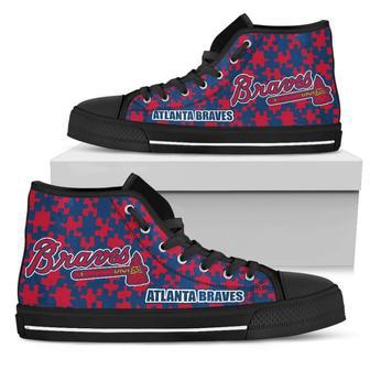 Puzzle Logo With Atlanta Braves High Top Shoes | Favorety CA