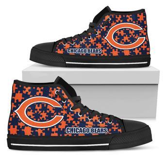 Puzzle Logo With Chicago Bears High Top Shoes | Favorety DE