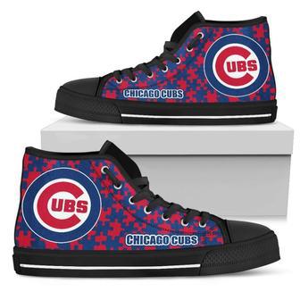 Puzzle Logo With Chicago Cubs High Top Shoes | Favorety CA