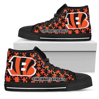 Puzzle Logo With Cincinnati Bengals High Top Shoes | Favorety AU