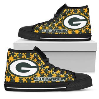 Puzzle Logo With Green Bay Packers High Top Shoes | Favorety AU