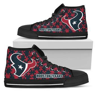 Puzzle Logo With Houston Texans High Top Shoes | Favorety CA