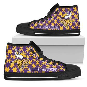 Puzzle Logo With Minnesota Vikings High Top Shoes | Favorety AU