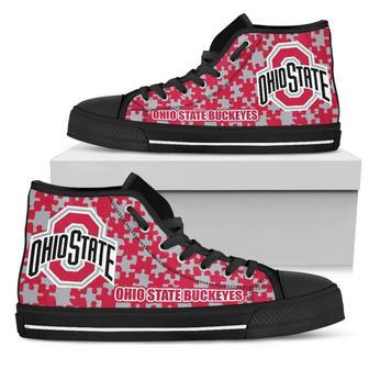 Puzzle Logo With Ohio State Buckeyes High Top Shoes | Favorety