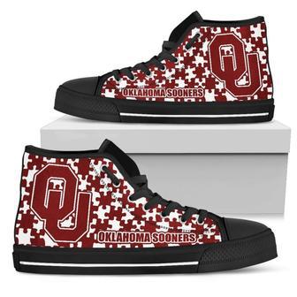 Puzzle Logo With Oklahoma Sooners High Top Shoes | Favorety