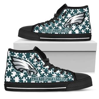 Puzzle Logo With Philadelphia Eagles High Top Shoes | Favorety UK