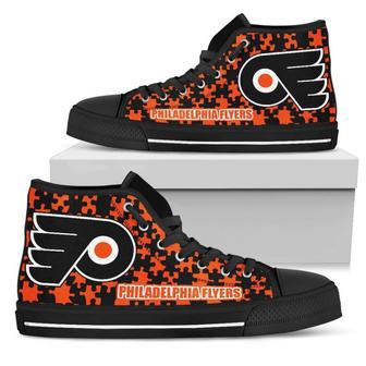 Puzzle Logo With Philadelphia Flyers High Top Shoes | Favorety