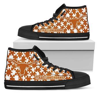 Puzzle Logo With Texas Longhorns High Top Shoes | Favorety AU