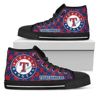 Puzzle Logo With Texas Rangers High Top Shoes | Favorety DE