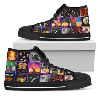 Queen Sneakers Album High Top Shoes Rock Band Fan High Top Shoes - Monsterry UK